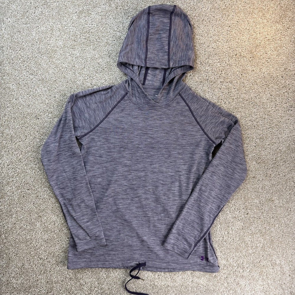 Under Armour Hoodie Womens Small Gray HeatGear Knit V-Neck Raglan Pullover